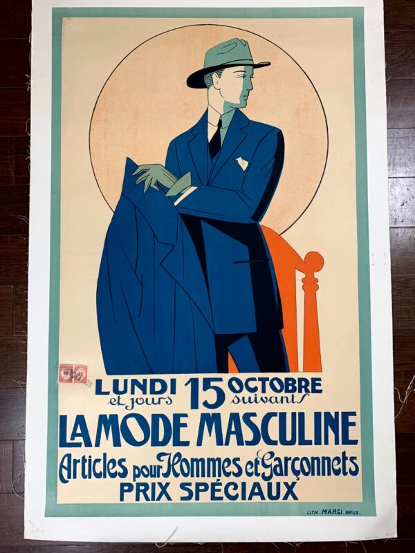La Mode Masculine - Art By Margi (1932) 24x38 Belgian Advertising Poster LB