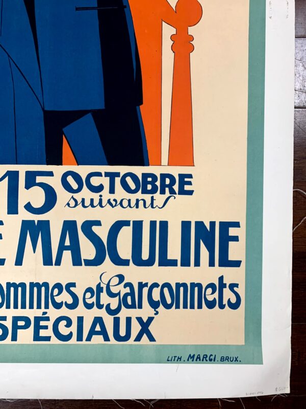 La Mode Masculine - Art By Margi (1932) 24x38 Belgian Advertising Poster LB - Image 4