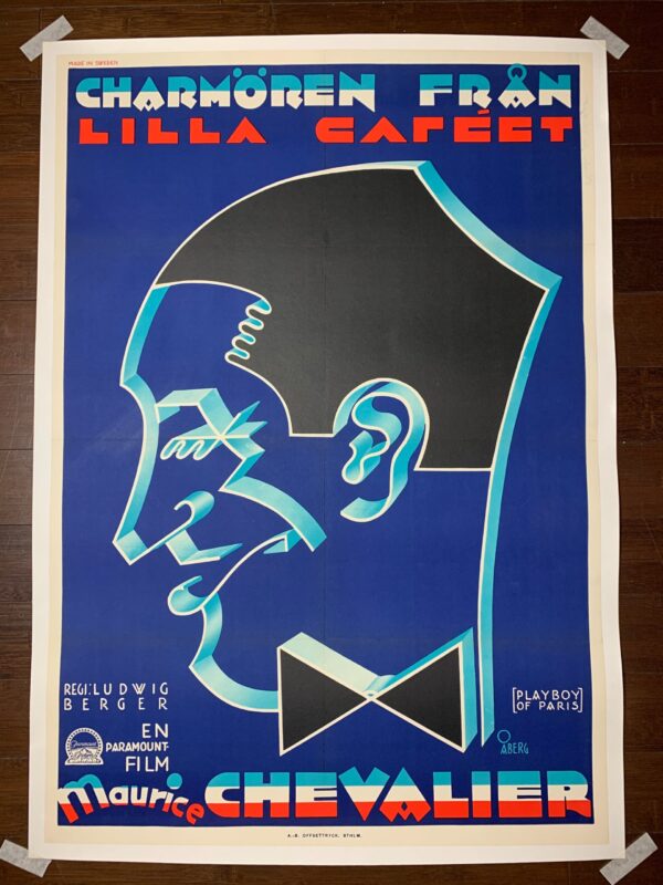 The Playboy of Paris - Maurice Chevalier - Art by Gosta Aberg (1931) 27.5x39.5 Swedish Movie Poster LB