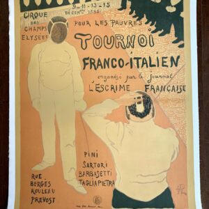 Tournoi Franco-Italien - Art By René Georges Hermannpaul (1895) 24.625x31.5 French Exhibition Poster LB