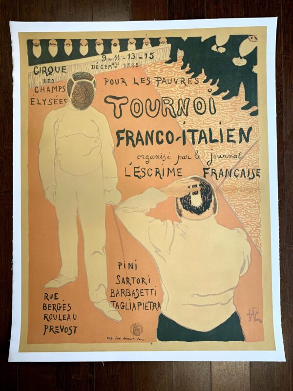 Tournoi Franco-Italien - Art By René Georges Hermannpaul (1895) 24.625x31.5 French Exhibition Poster LB