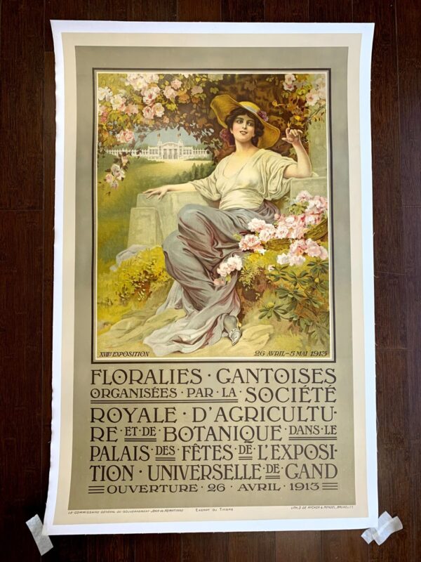Floralies Gantoises - Belgian State Railways - De Rycker & Mendel (1913) 25.125x40 Belgian Exhibition Poster LB