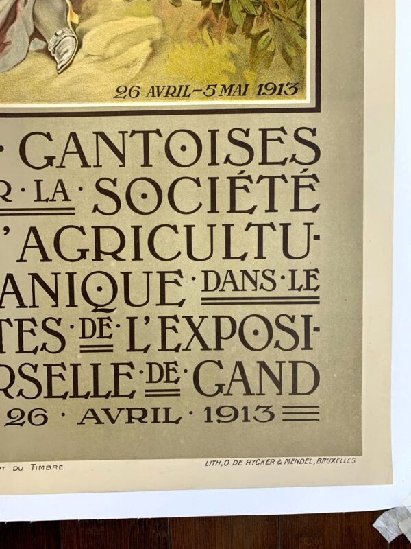 Floralies Gantoises - Belgian State Railways - De Rycker & Mendel (1913) 25.125x40 Belgian Exhibition Poster LB - Image 3