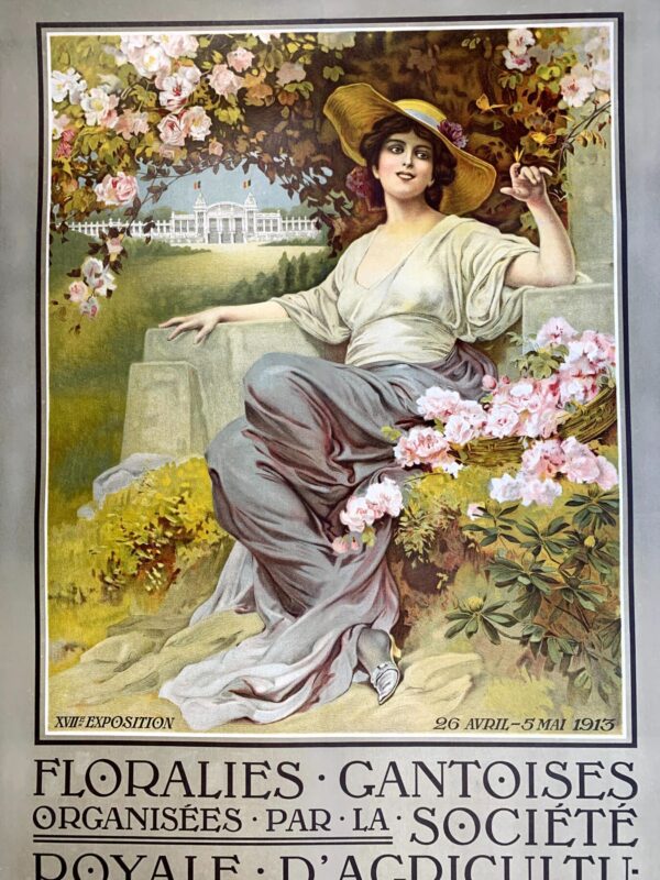 Floralies Gantoises - Belgian State Railways - De Rycker & Mendel (1913) 25.125x40 Belgian Exhibition Poster LB - Image 5