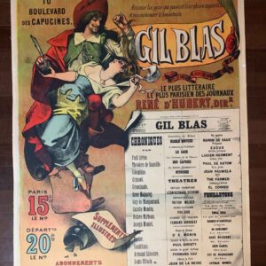Gil Blas Literary Newspaper (1918) 36.25x49.25 French Advertising Poster LB