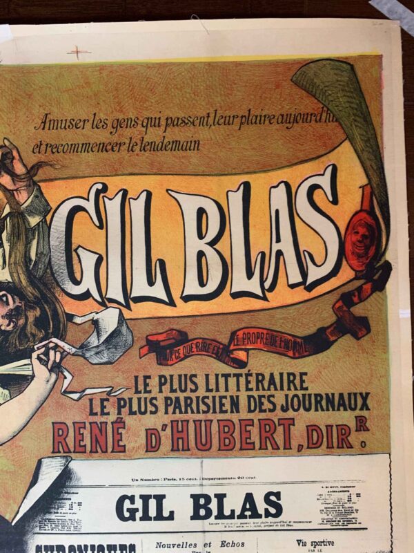 Gil Blas Literary Newspaper (1918) 36.25x49.25 French Advertising Poster LB - Image 3