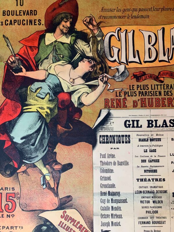 Gil Blas Literary Newspaper (1918) 36.25x49.25 French Advertising Poster LB - Image 6