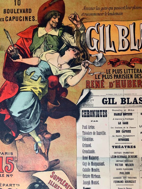 Gil Blas Literary Newspaper (1918) 36.25x49.25 French Advertising Poster LB - Image 7