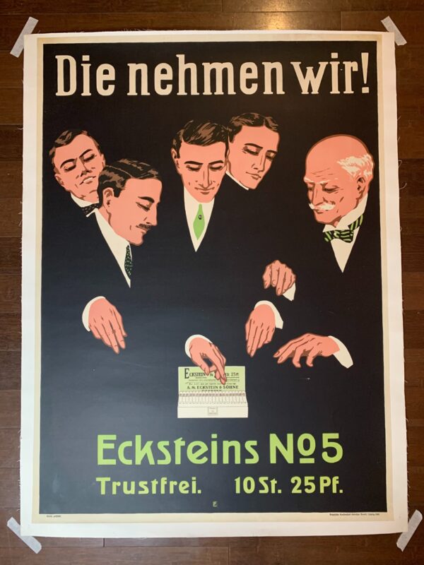 Ecksteins No. 5 Cigarettes (1920's) 34.75x48 German Advertising Poster LB