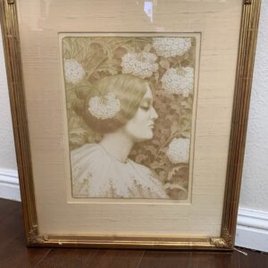 Femme de Profil - Art by Berthon (1896) 10x14 French Lithograph - Framed