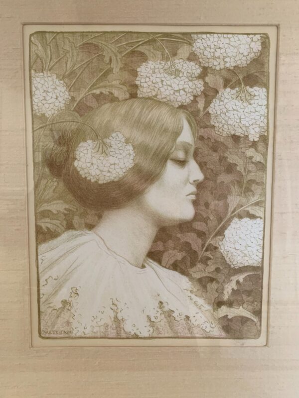 Femme de Profil - Art by Berthon (1896) 10x14 French Lithograph - Framed - Image 4