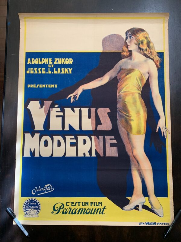 Venus Moderne - Art by Julien t’Felt (1926) 24.25x33.5 Belgian Pre-War Movie Lithograph Poster - Image 2