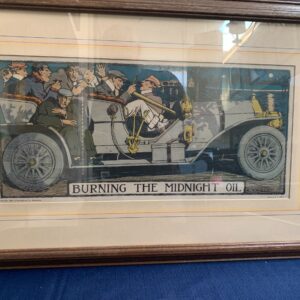 Burning The Midnight Oil - Art by R.A. Rheem (1908) 11x23.5 US Lithograph Poster - Framed