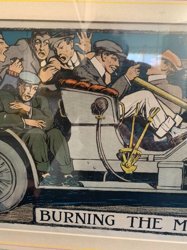 Burning The Midnight Oil - Art by R.A. Rheem (1908) 11x23.5 US Lithograph Poster - Framed - Image 3