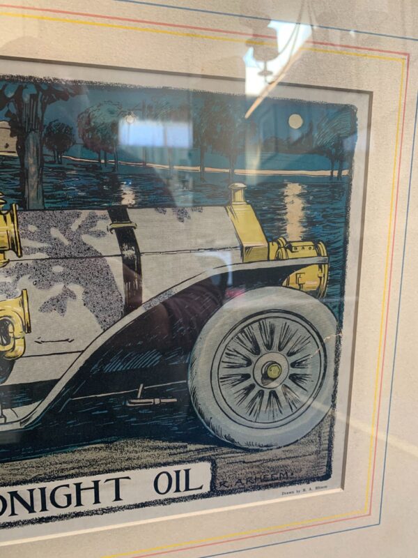 Burning The Midnight Oil - Art by R.A. Rheem (1908) 11x23.5 US Lithograph Poster - Framed - Image 5