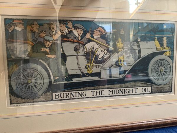 Burning The Midnight Oil - Art by R.A. Rheem (1908) 11x23.5 US Lithograph Poster - Framed - Image 8