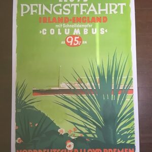 Lloyd Pfingstfahrt - Art By Feldtmann (1934) 33.5x48.375 German Travel Poster LB